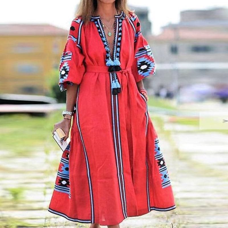 EP | Bohème Maxi-robe avec décolleté en V