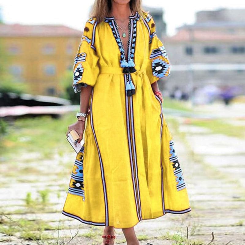 EP | Bohème Maxi-robe avec décolleté en V