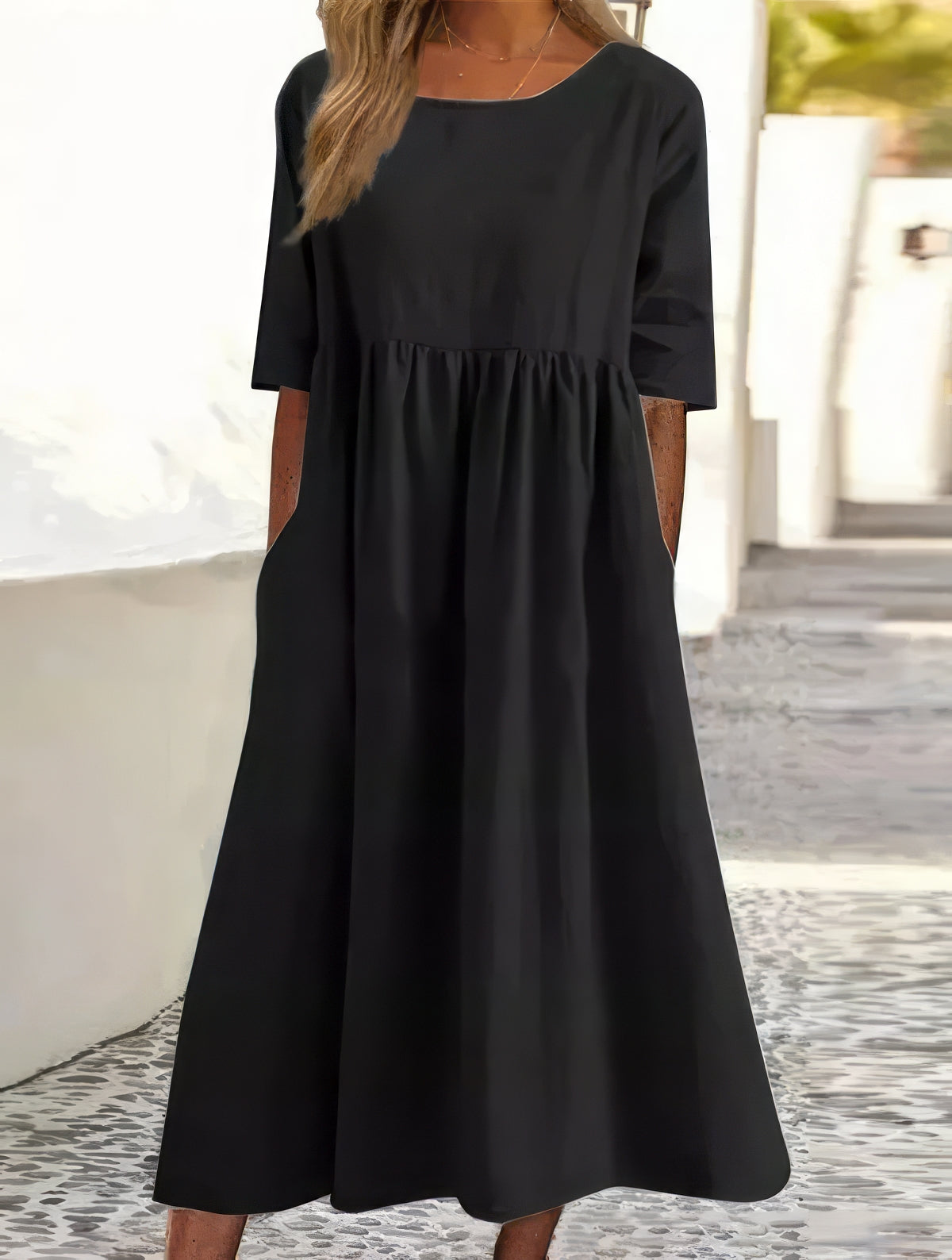 EP | Robe en coton avec col rond et poches