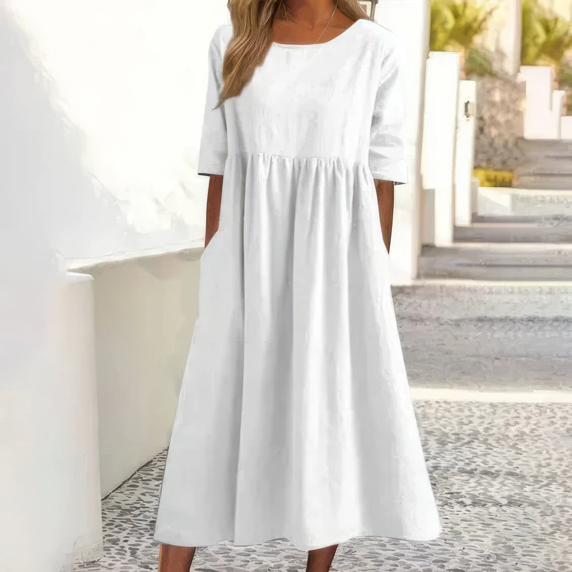 EP | Robe en coton avec col rond et poches