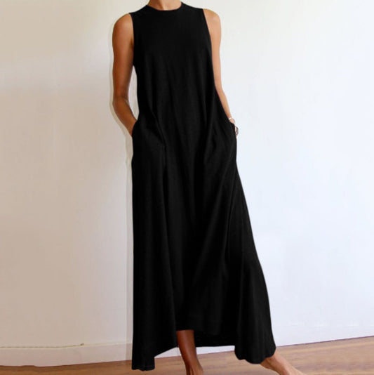 EP | Maxi-robe sans manches avec un simple col rond
