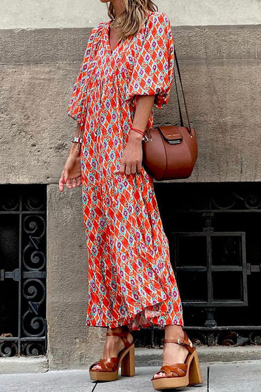 EP | Robe midi bohème à manches courtes