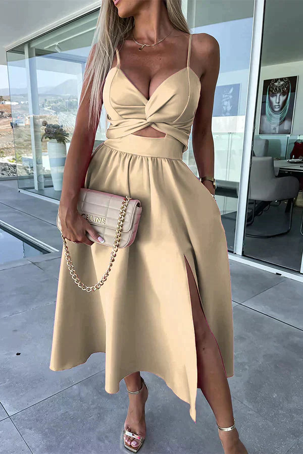 EP | Robe midi stylée avec fente et décolleté