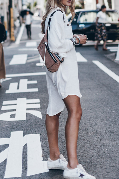 EP | Casual Street Solid Couleur Boutons Boucle Fente Maillots de bain Cover Up