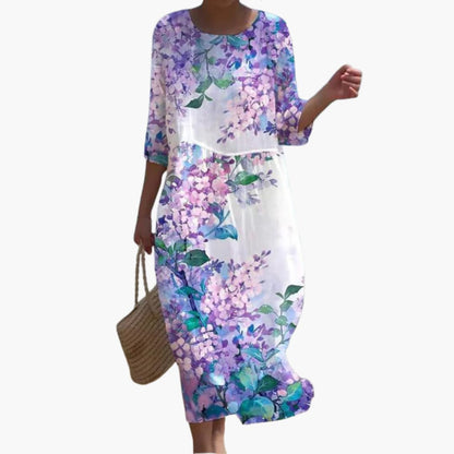 EP | Robe midi fleurie pour femme avec manches 3/4 pour l'été