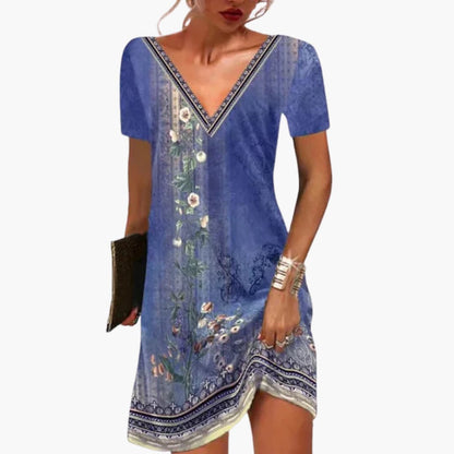 EP | Mini-robe femme en viscose avec col en V et imprimé fleuri