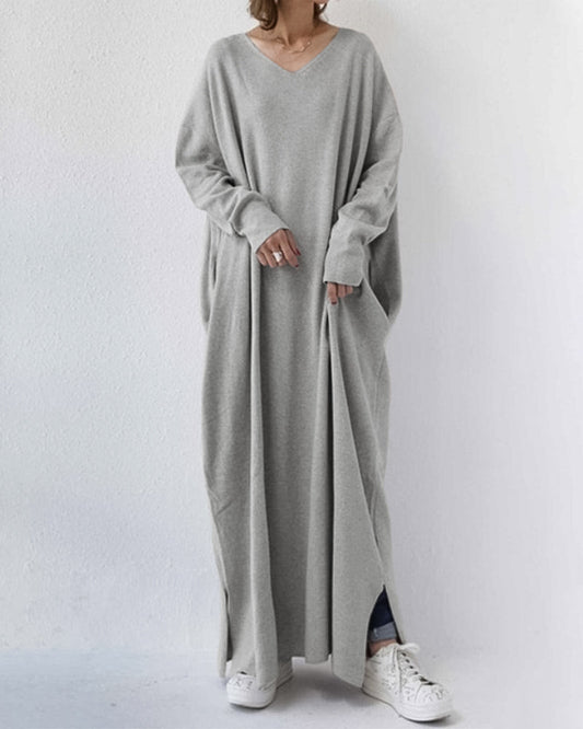 EP | maxi-robe stylée à manches longues et décolleté en V pour tous les jours