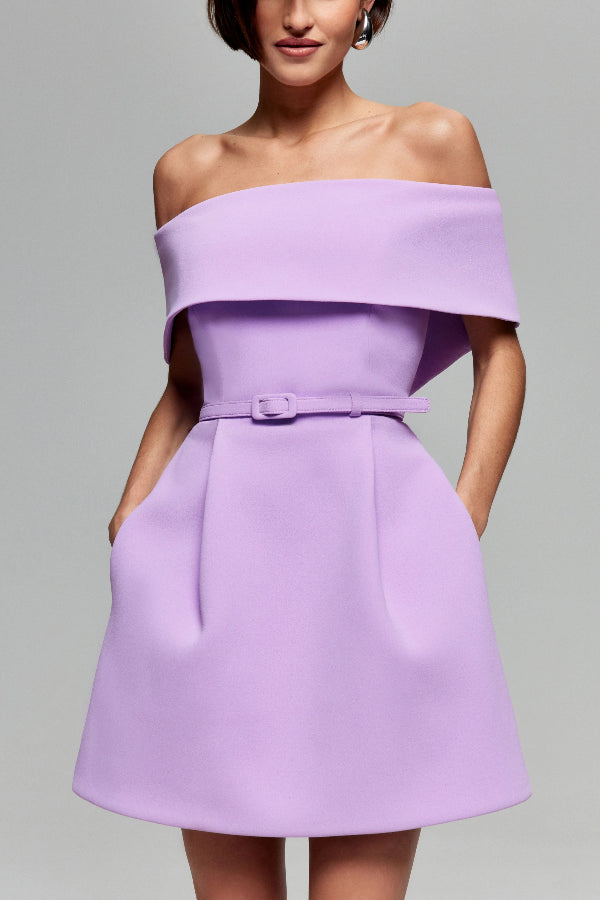 EP | Elégante Soirée Revers Bandeau Ceinture amovible Mini Robe Pochée