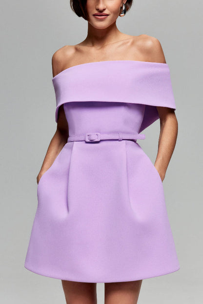 EP | Elégante Soirée Revers Bandeau Ceinture amovible Mini Robe Pochée