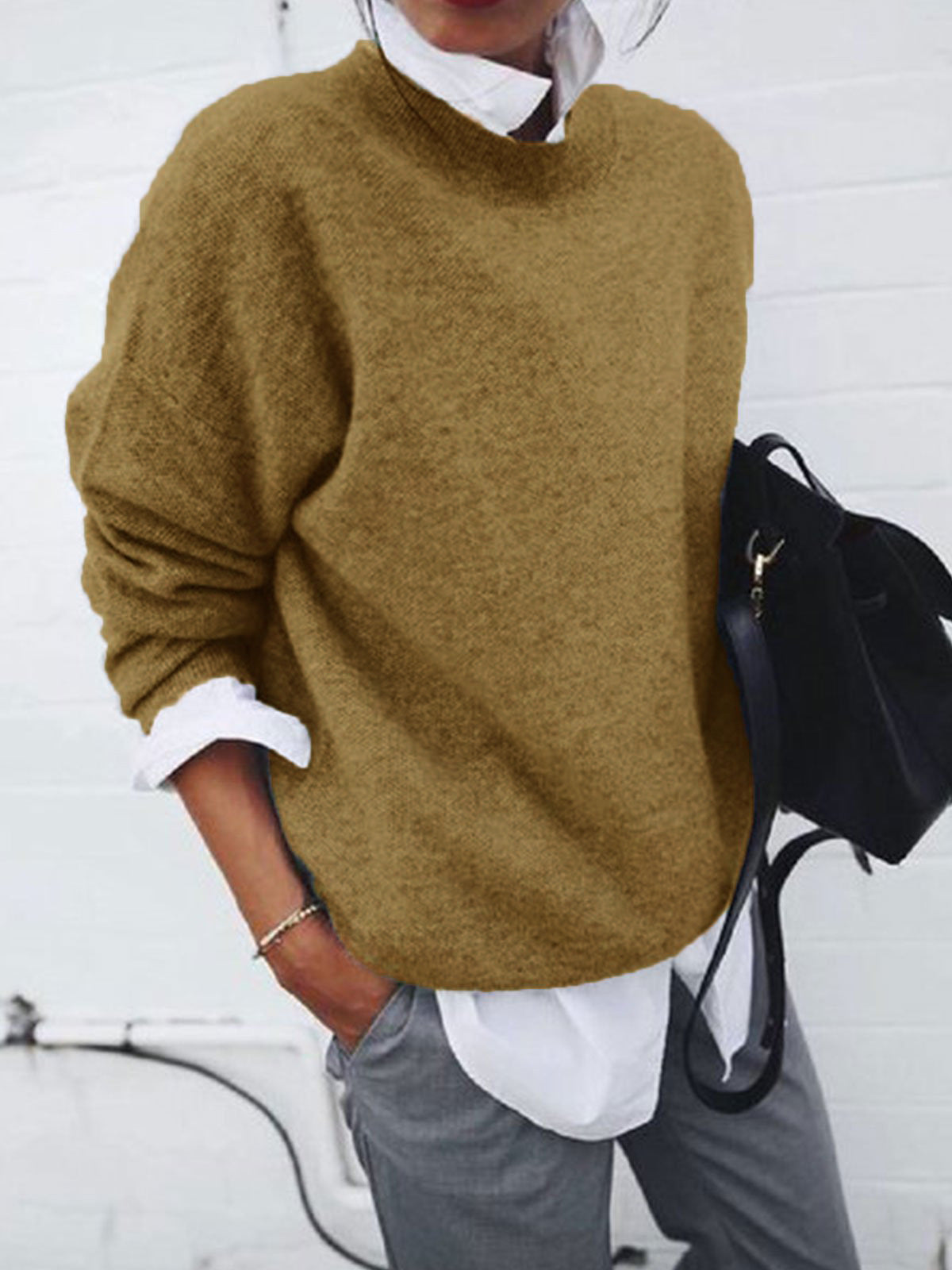 ND | Pull décontracté en maille à col rond