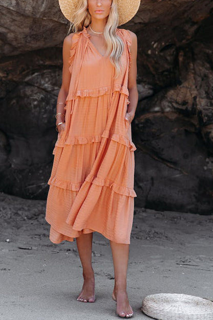 EP | MÉLANGE DE COTON, ROBE MIDI DÉGRADÉE AVEC POCHES