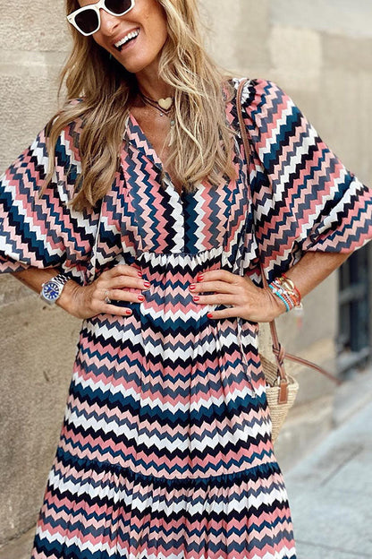 EP | Robe midi avec manches bouffantes