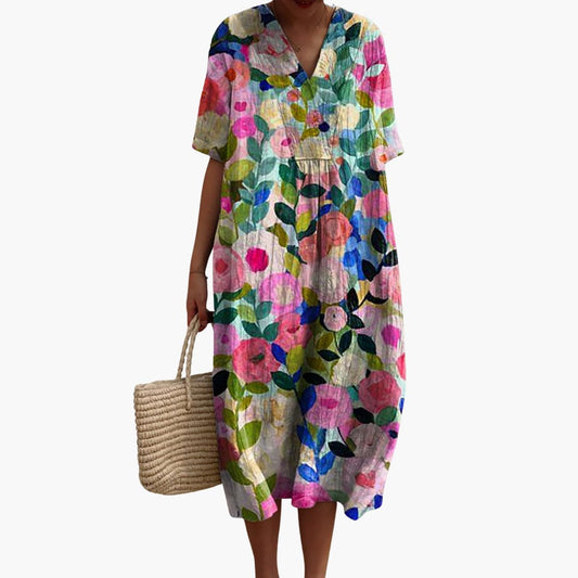 EP | femmes manches courtes robe midi pour le printemps été porter
