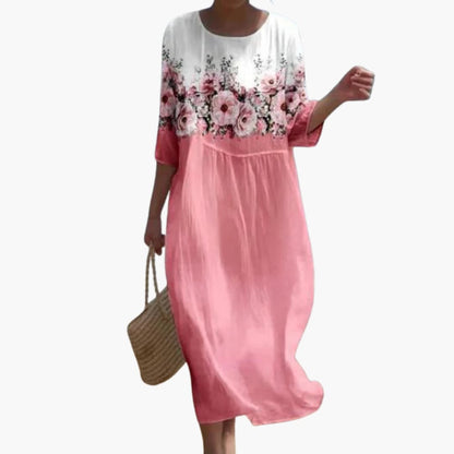 EP | Robe midi fleurie pour femme avec manches 3/4 pour l'été