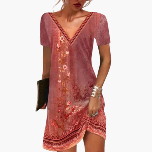 EP | Mini-robe femme en viscose avec col en V et imprimé fleuri