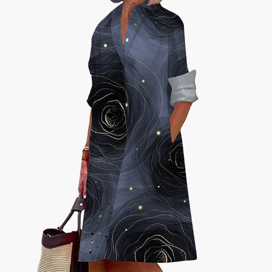 EP | Robe midi pour femme avec manches longues et col chemise