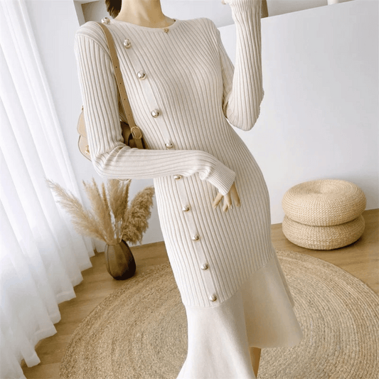 EP | robe midi élégante à côtes pour femmes