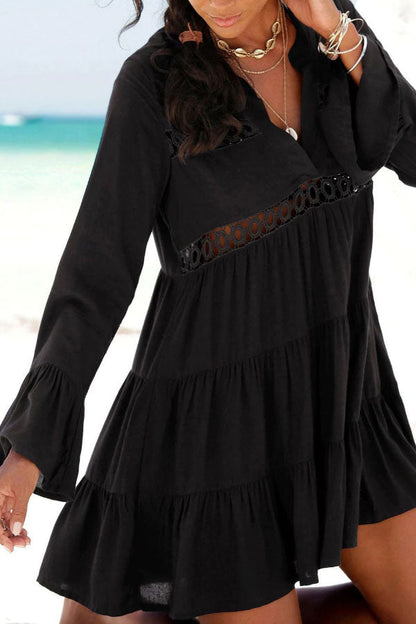 EP | Vacances Dentelle Décolleté Manches Cloches Mini-robe