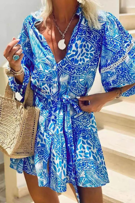 EP | Fashion Col montant Shift Mini robe imprimée Resort