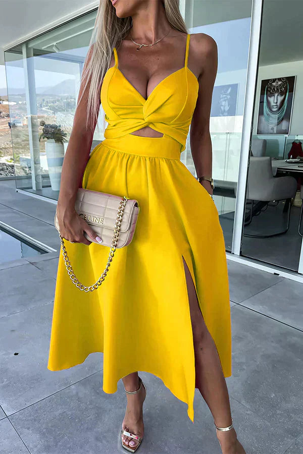 EP | Robe midi stylée avec fente et décolleté