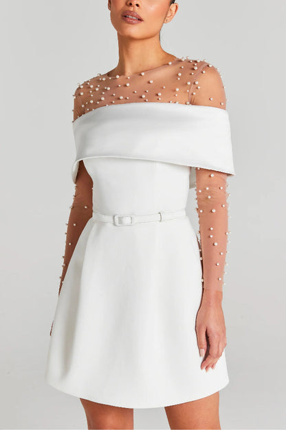 EP | Elégante Soirée Revers Bandeau Ceinture amovible Mini Robe Pochée