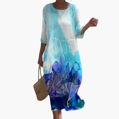 EP | Robe midi fleurie pour femme avec manches 3/4 pour l'été
