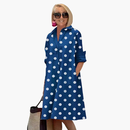 EP | Robe midi pour femme avec manches longues et imprimé polka-dot