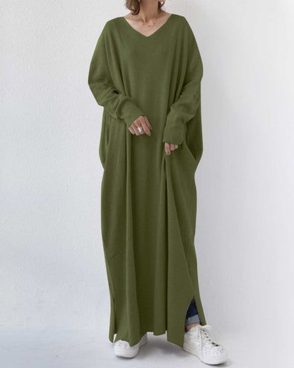EP | maxi-robe stylée à manches longues et décolleté en V pour tous les jours