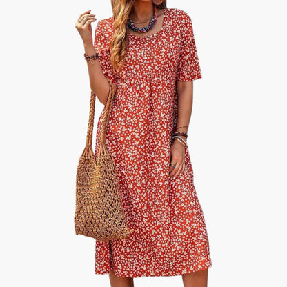 EP | Robe midi boho femme avec manches courtes et poches