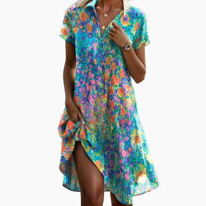 EP | Robe midi boho femme avec poches et manches courtes