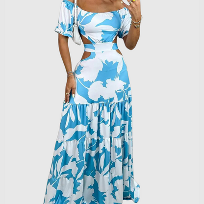 EP | Robe midi élégante avec veinage irrégulier et décolleté