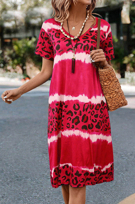 EP | Gradient Leopard Print Robe midi décontractée
