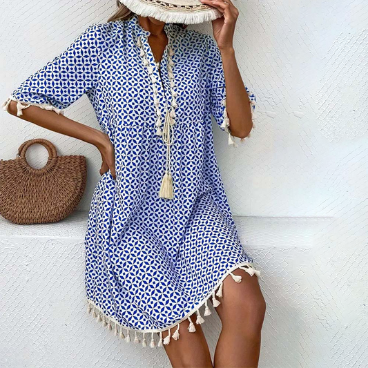 EP | Dew mini-robe bleue à manches courtes