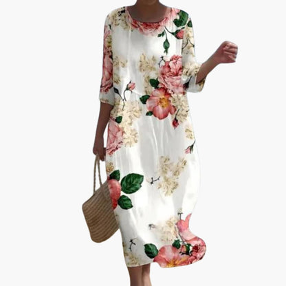 EP | Robe midi fleurie pour femme avec manches 3/4 pour l'été