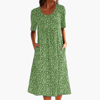 EP | Robe midi boho femme avec manches courtes et poches
