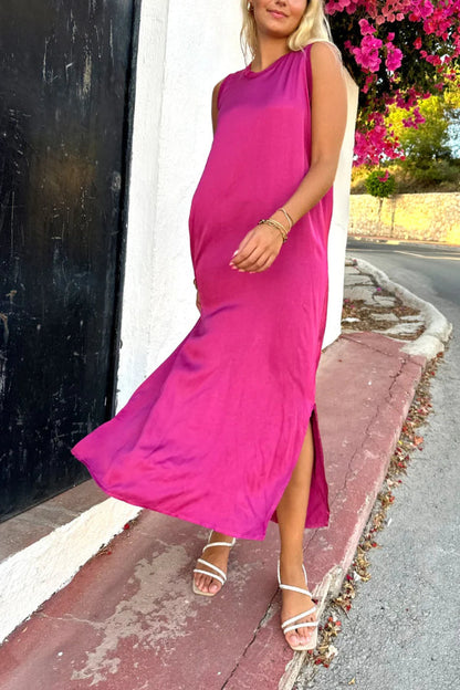 EP | Robe midi en satin avec détail de couture