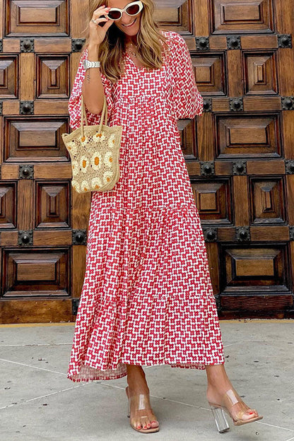 EP | Robe midi avec manches bouffantes