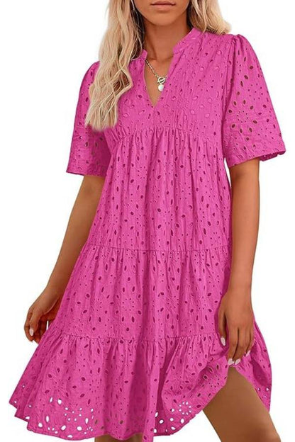 EP | Femmes col V manches courtes Hollow Out Mini robe de vacances