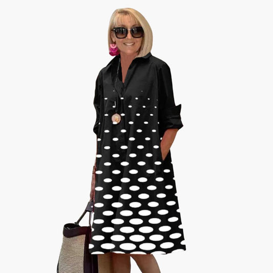 EP | Robe midi pour femme avec manches longues et imprimé polka-dot