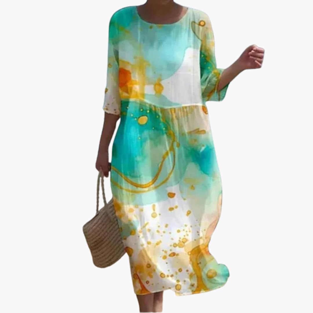 EP | Robe midi fleurie pour femme avec manches 3/4 pour l'été