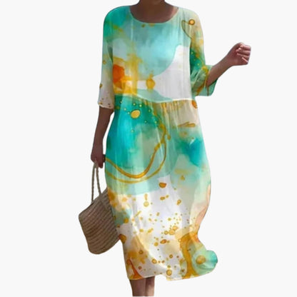 EP | Robe midi fleurie pour femme avec manches 3/4 pour l'été
