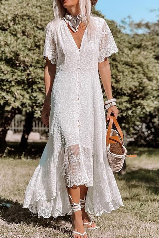 EP | Robe col V Slim Dentelle florale Robe midi