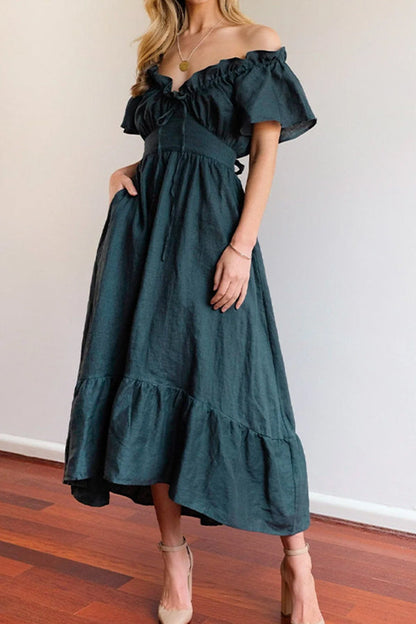 EP | ROBE MIDI RUCHÉE ÉPAULES NUES