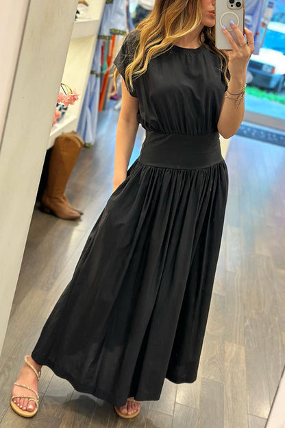 EP | MAKE A LIST TAILLE ÉLASTIQUE ROBE MIDI DÉCONTRACTÉE AVEC POCHES