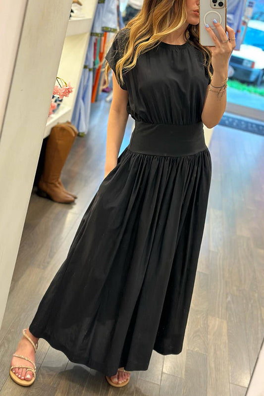 EP | MAKE A LIST TAILLE ÉLASTIQUE ROBE MIDI DÉCONTRACTÉE AVEC POCHES