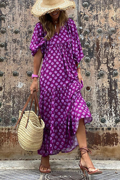 EP | Robe midi avec manches bouffantes