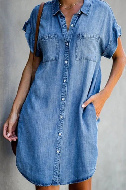 EP | robe midi à manches courtes en denim