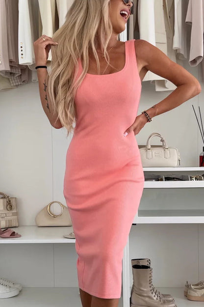 EP | Confort et féminité Robe midi en maille côtelée Fente Stretch