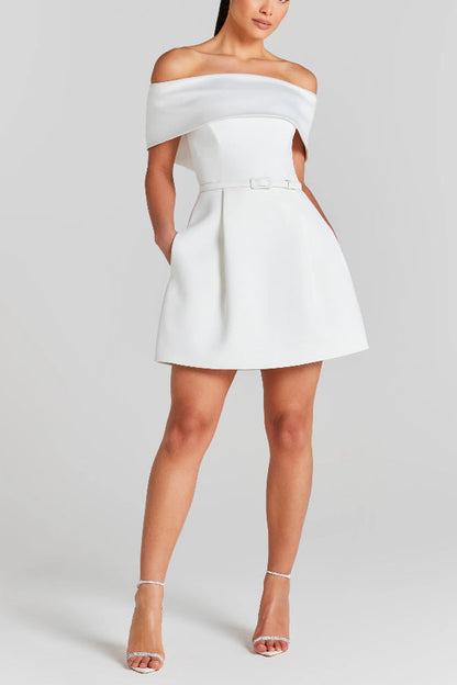 EP | Elégante Soirée Revers Bandeau Ceinture amovible Mini Robe Pochée