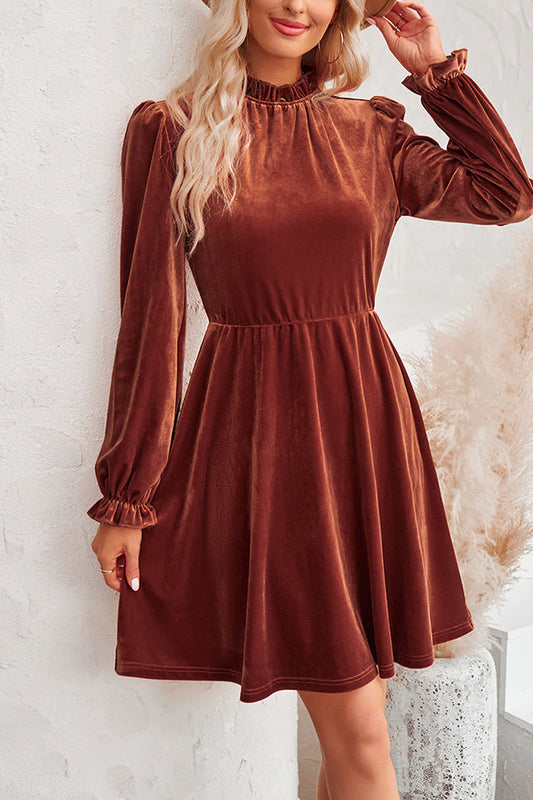 EP | Col roulé Mini-robe à manches longues en velours